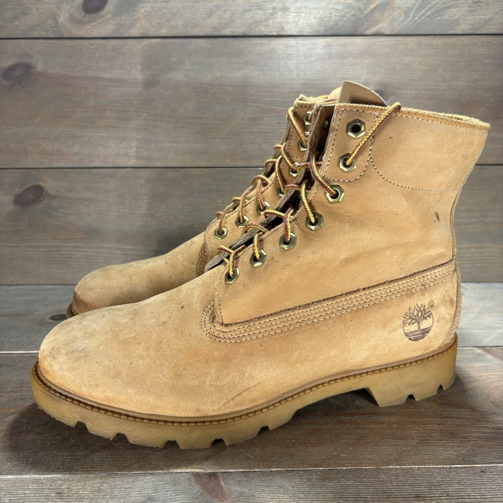 vintage timberland mens size 9 wide shoes wheat nubuck USA work boots